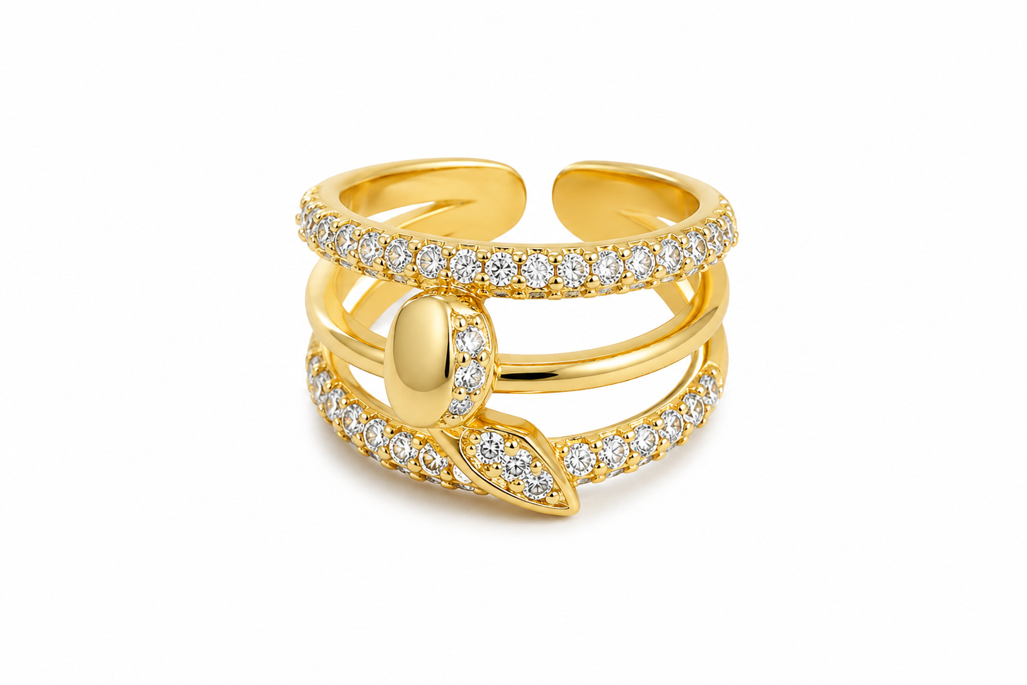 Anillo Goldfilled, ajustable con circonias.