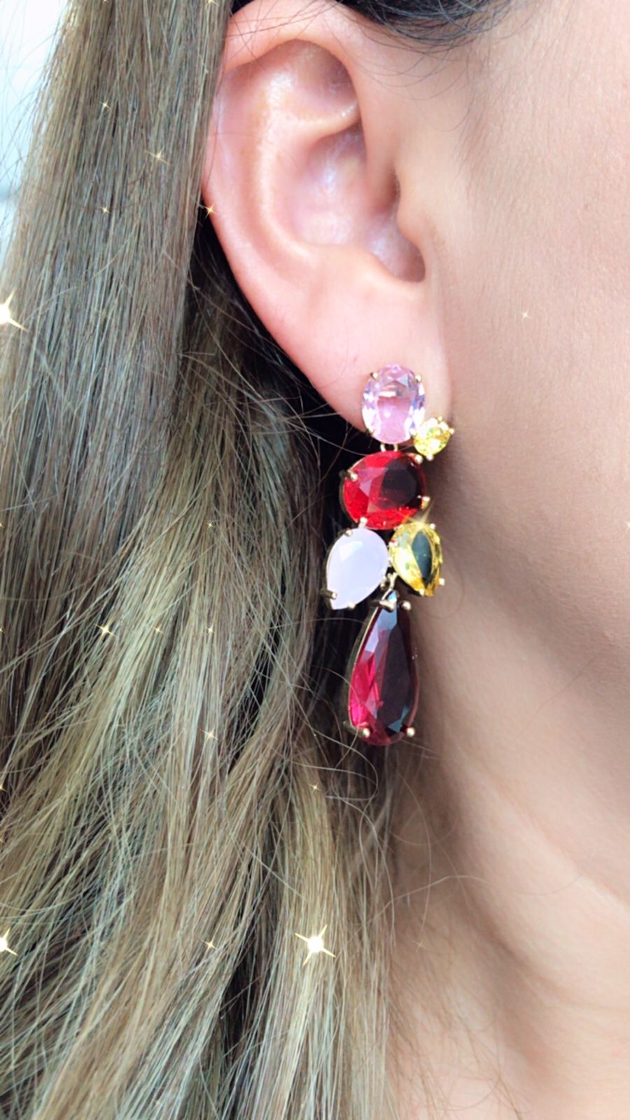 Z015 Aretes Goldfilled con circonia rosa.