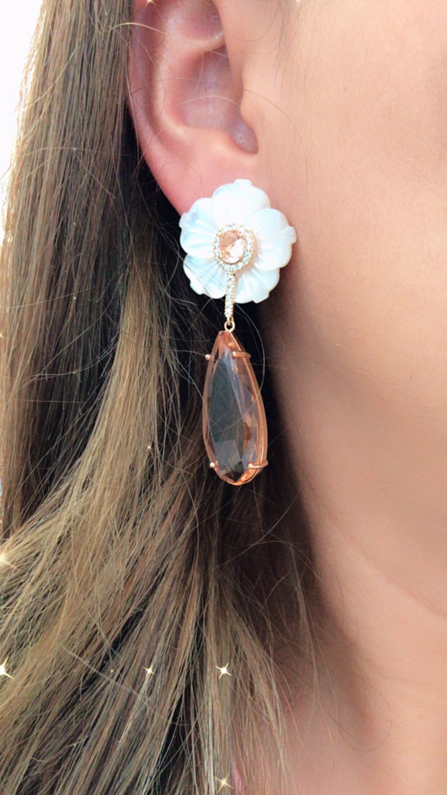 Z023 Aretes Goldfilled con circonia rosa.