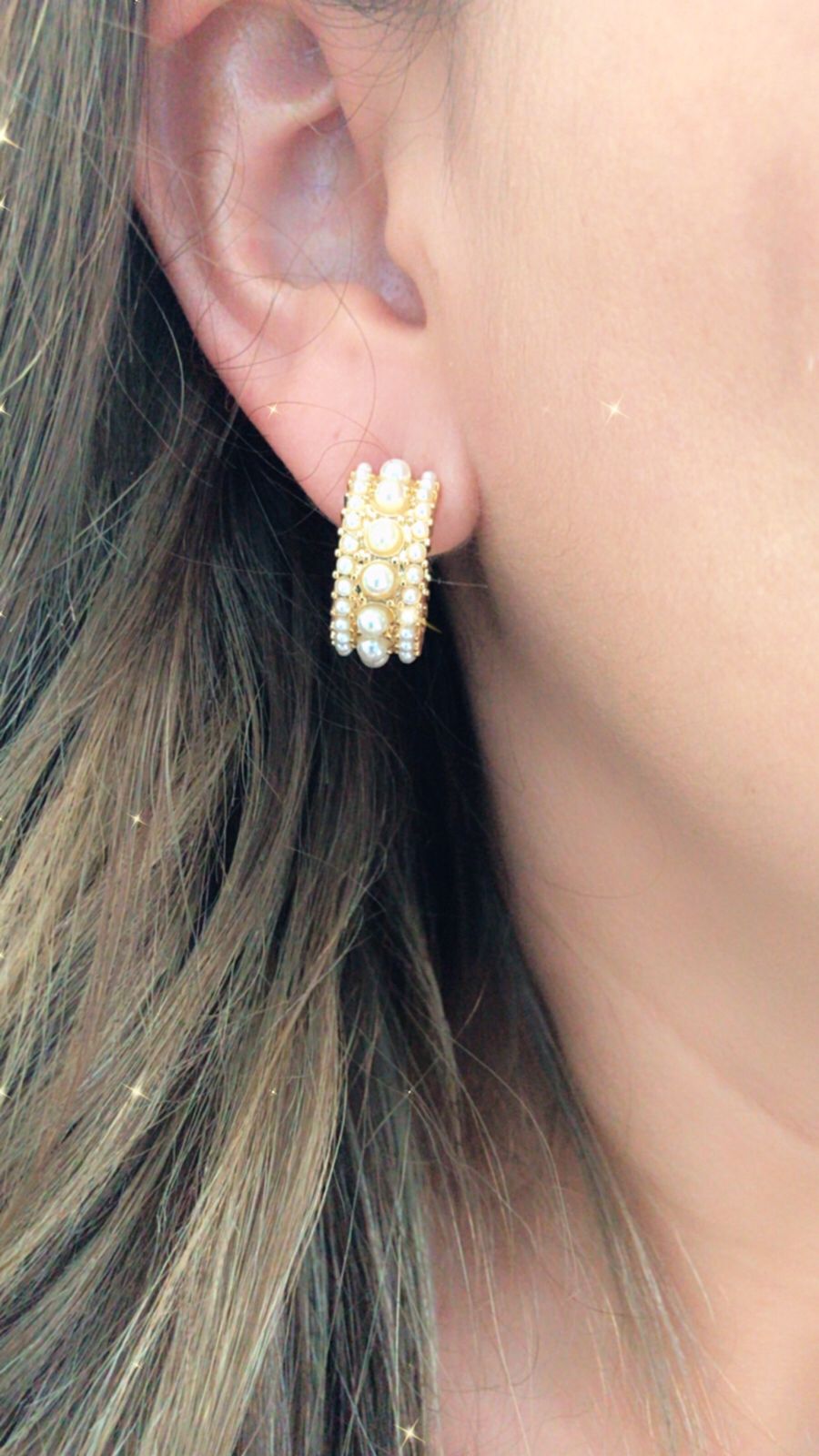 Z025 Aretes Goldfilled con circonia u Perla shell .