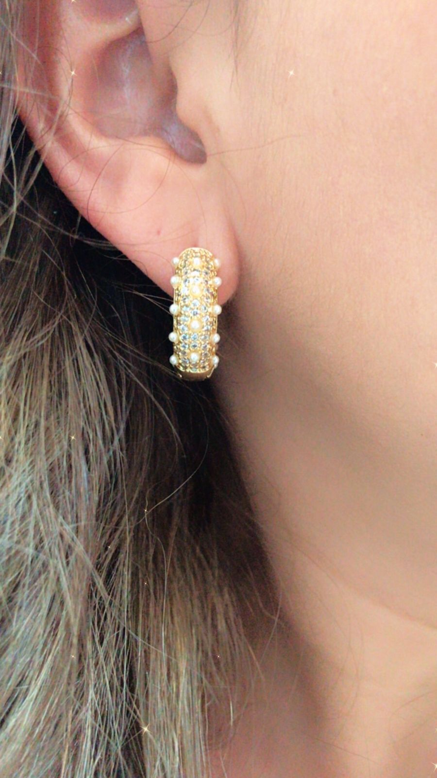 Z026 Aretes Goldfilled con Perla shell .