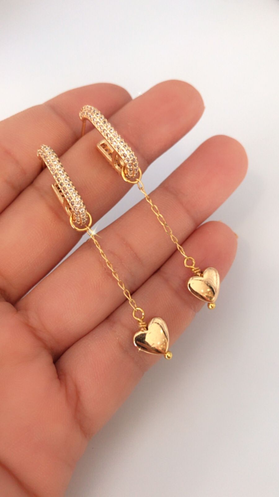 Z08 Aretes Goldfilled. Cadena de plata y corazón Goldfilled.