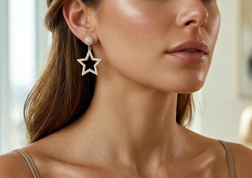 Aretes Goldfilled de estrella con circonias