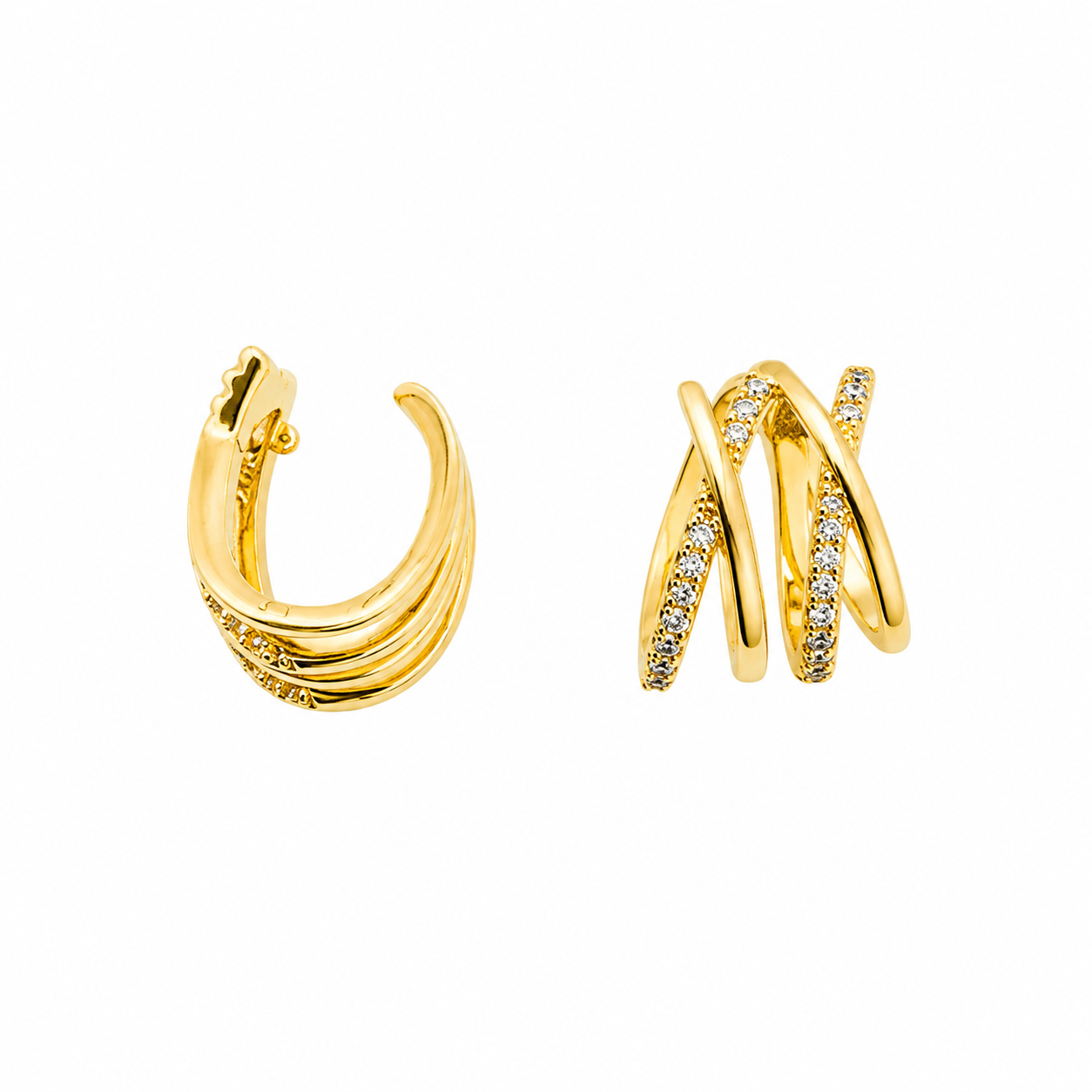 Ear cuff dorados con microcirconias.