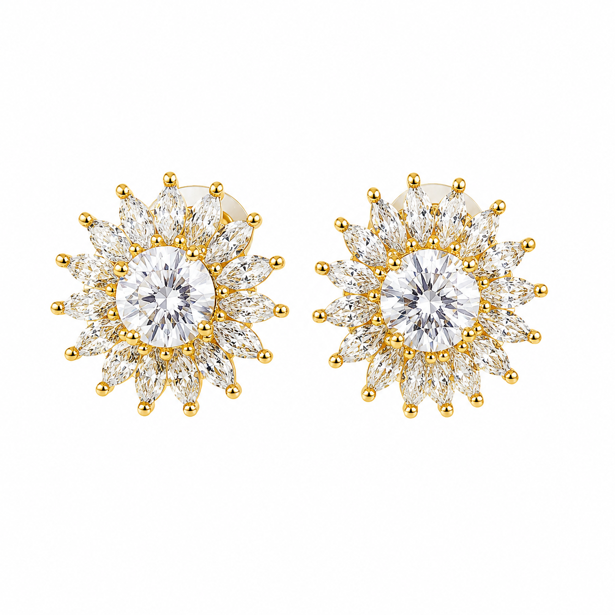 Aretes Golfilled de flor y circonias.