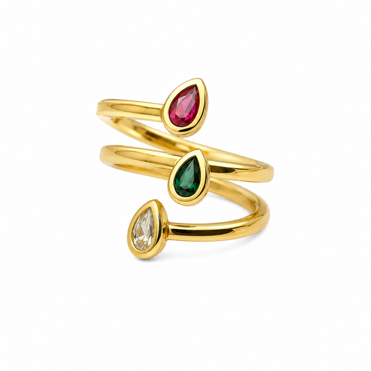 Anillo Ajustable. Gota Triple Color.