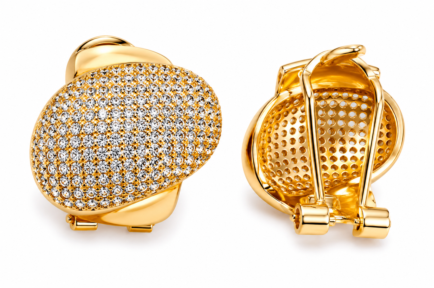 Aretes tipo clip, Goldfilled, con microcirconias