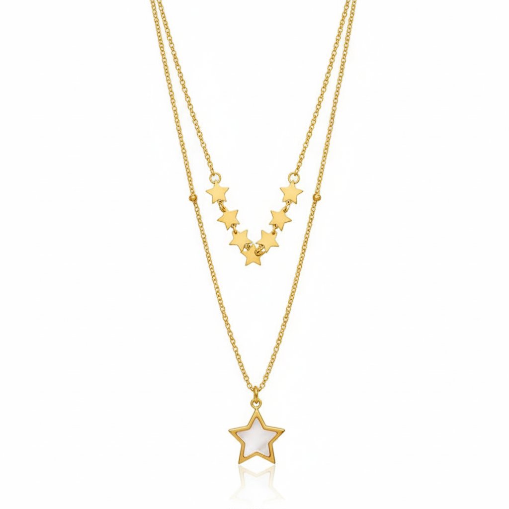 Cadena doble de acero y estrellas
