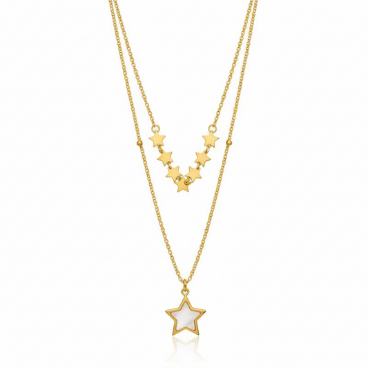 Cadena doble de acero y estrellas