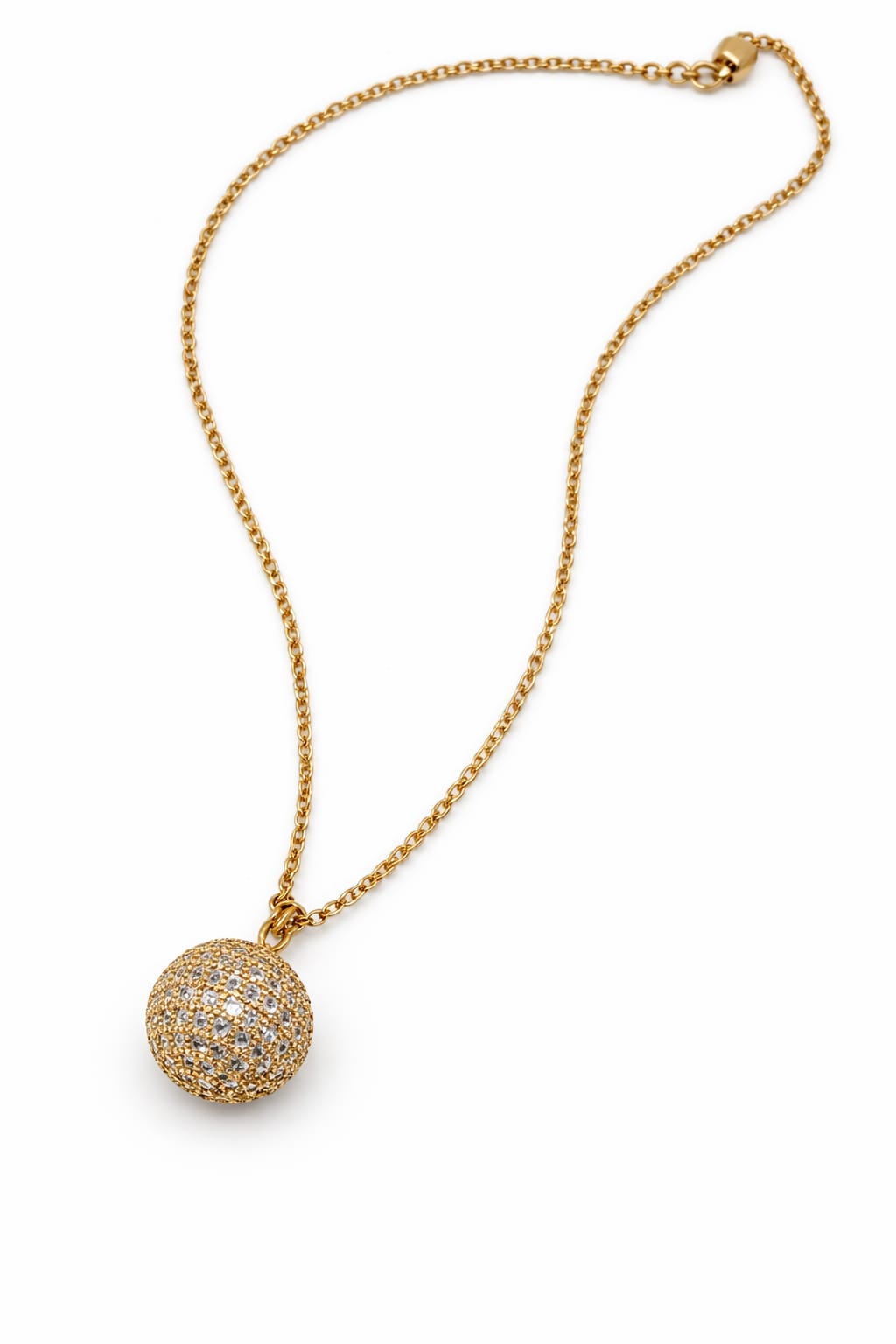 Cadena de acero con dije de esfera, incrustaciones de circonia