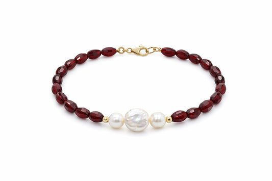 Pulsera con cristales y perlas de rio