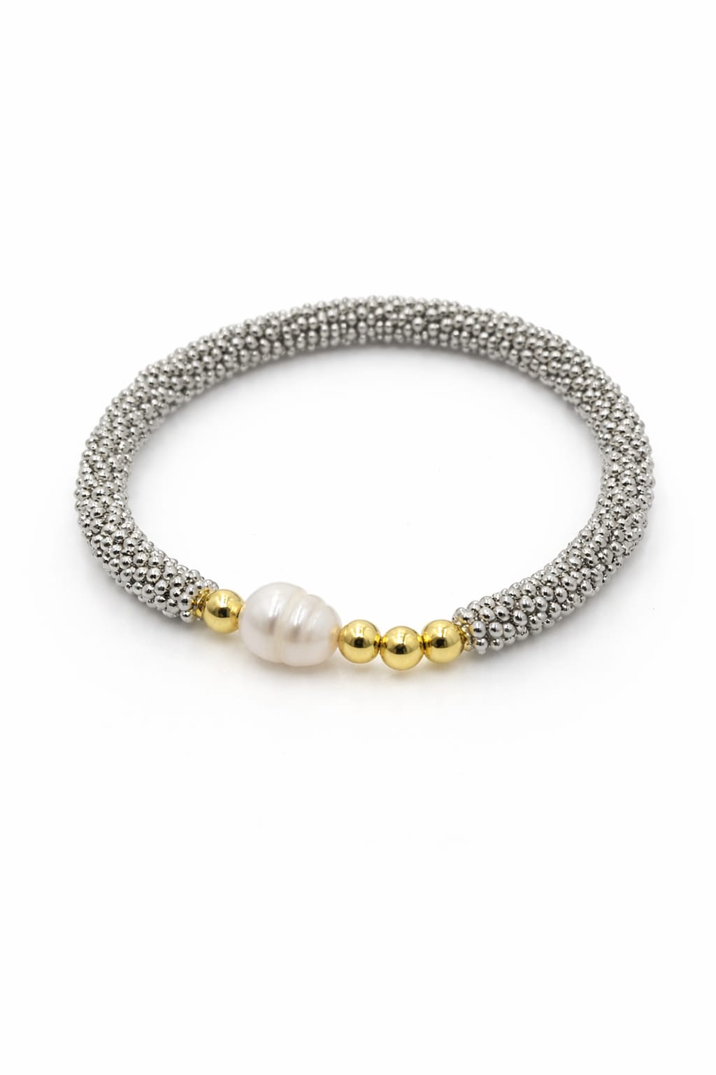 Pulsera con hematitas color plateado