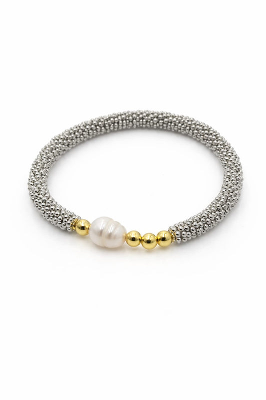 Pulsera con hematitas color plateado