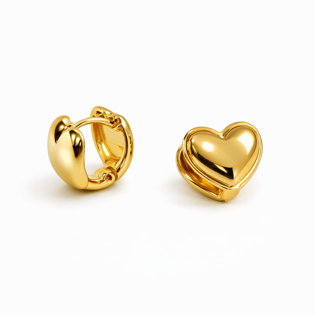 Aretes Huggie de corazón