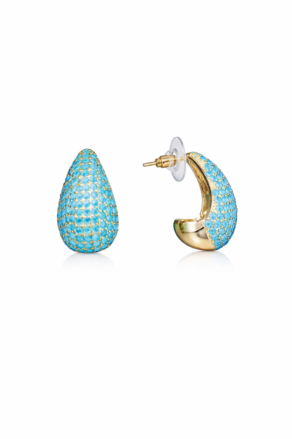 Aretes Golfilled, circonias azul turquesa