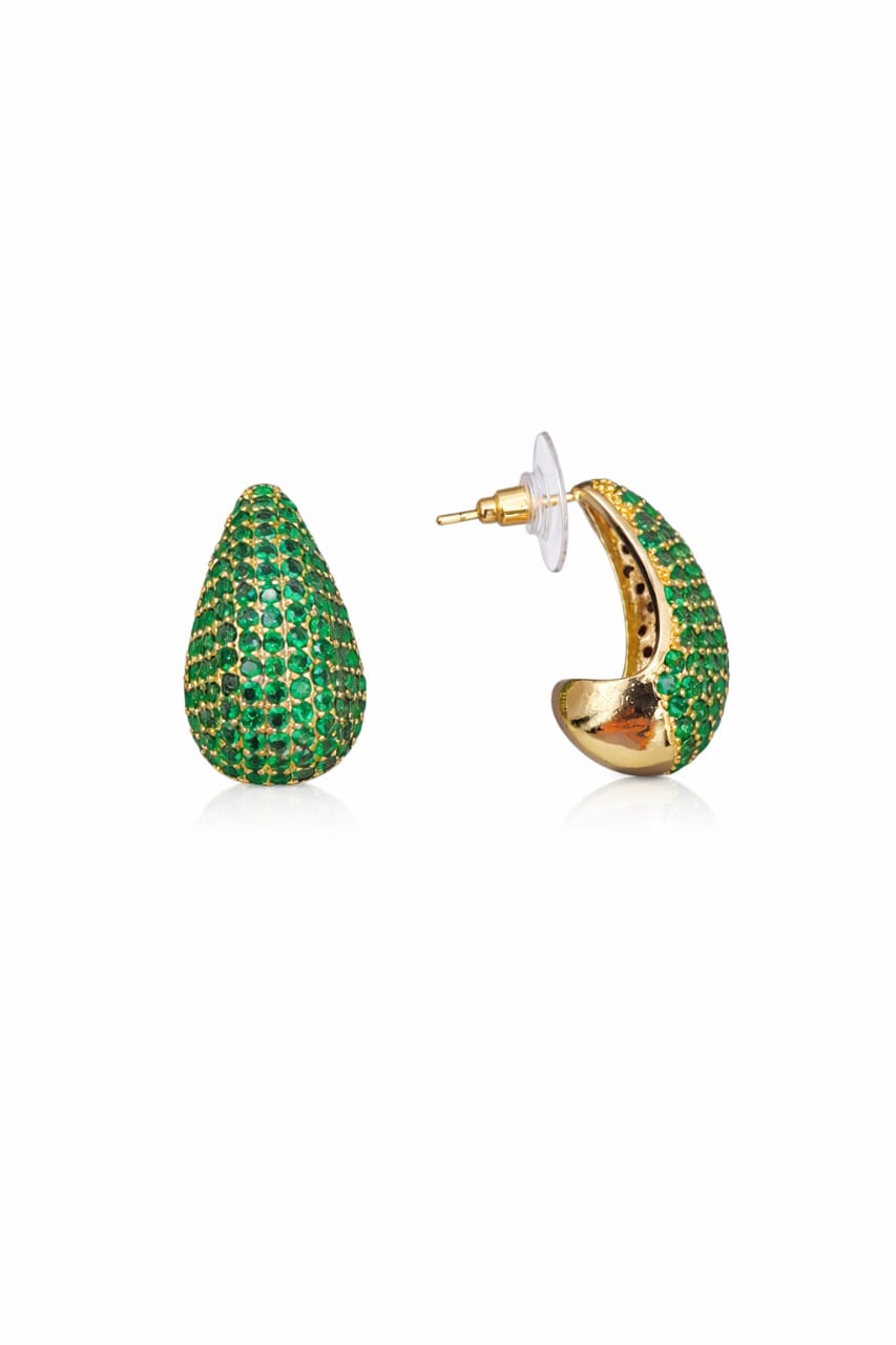 Aretes Golfilled, color dorado, piedras color verde