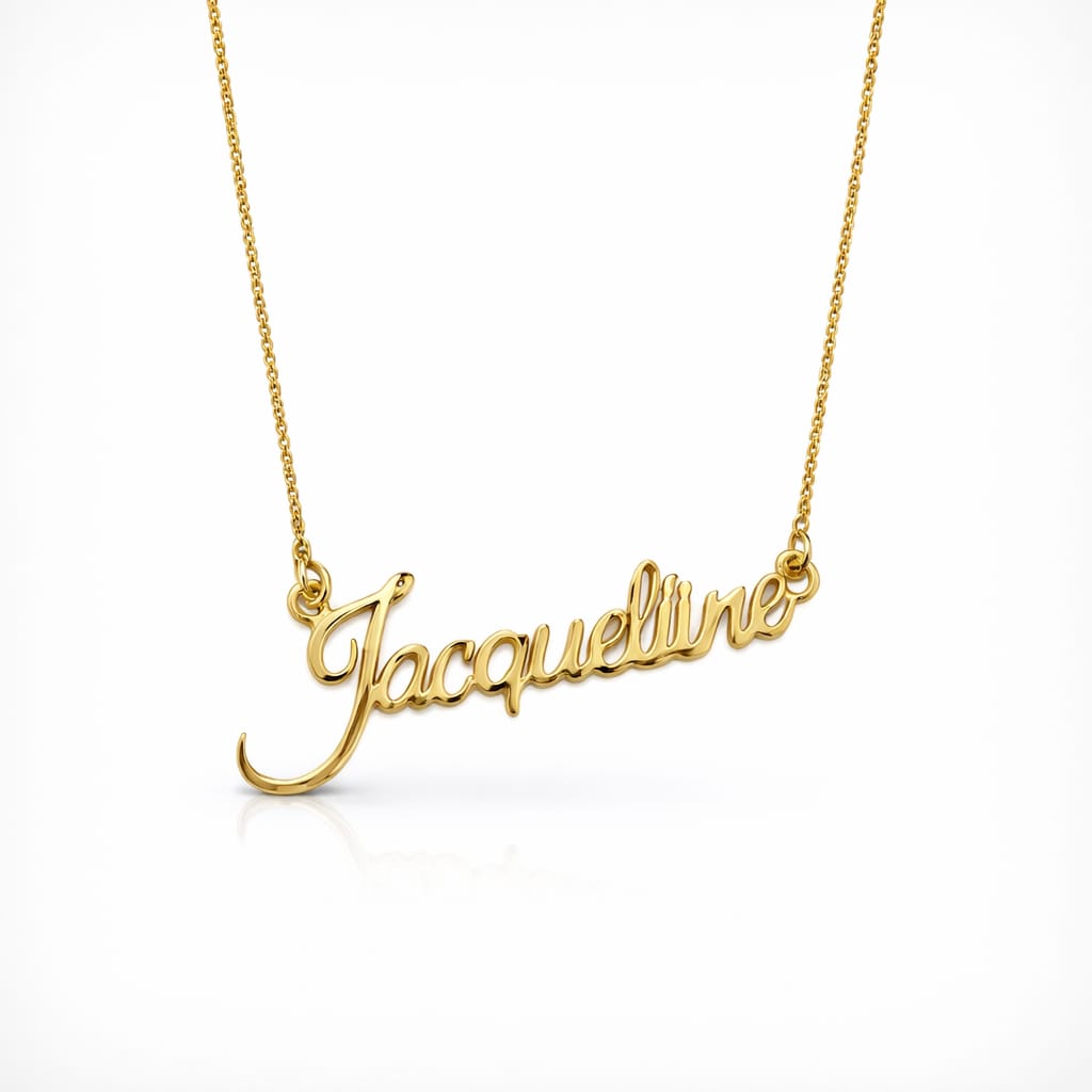 Cadena con nombre, plata con baño de oro