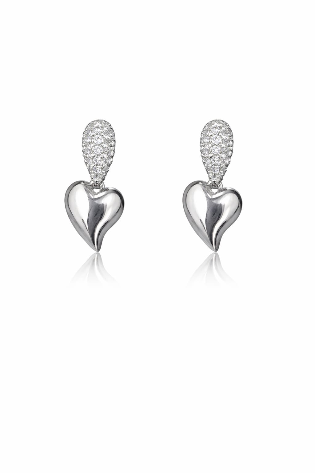 Aretes de acero colgantes, plateados con circonias