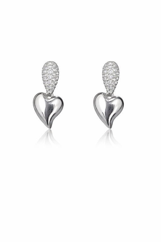 Aretes de acero colgantes, plateados con circonias