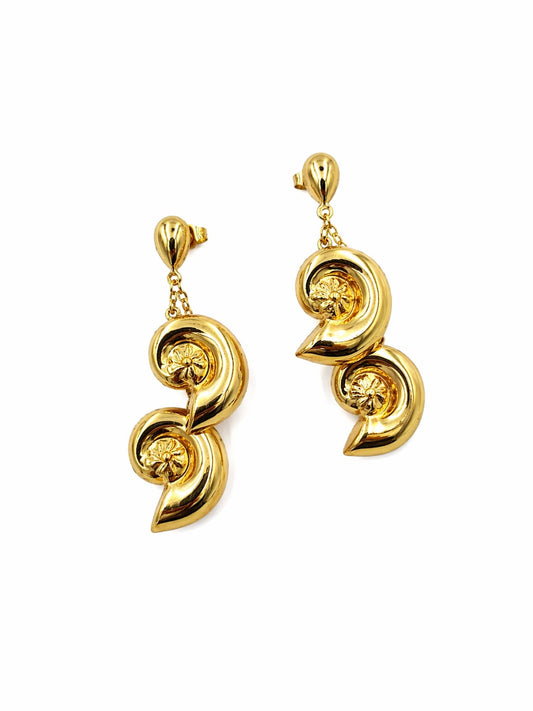 Aretes de acero colgantes, color dorado