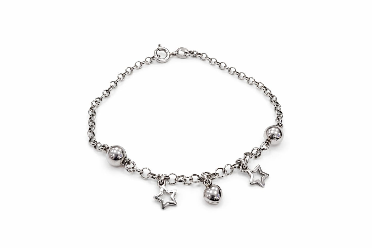 Pulsera de plata 9.25 con broche y 3 dijes