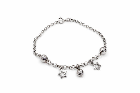 Pulsera de plata 9.25 con broche y 3 dijes