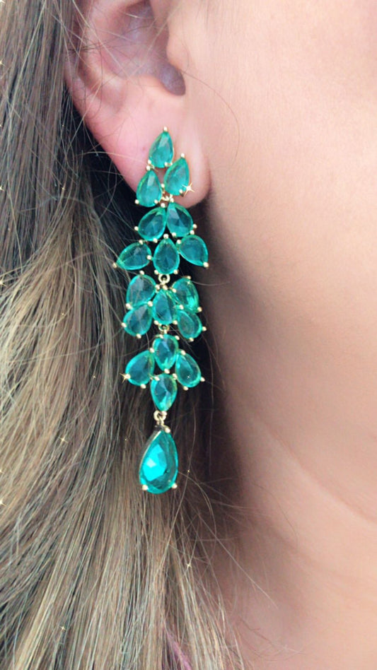 Z028 Aretes Goldfilled con circonia y verde esmeralda .