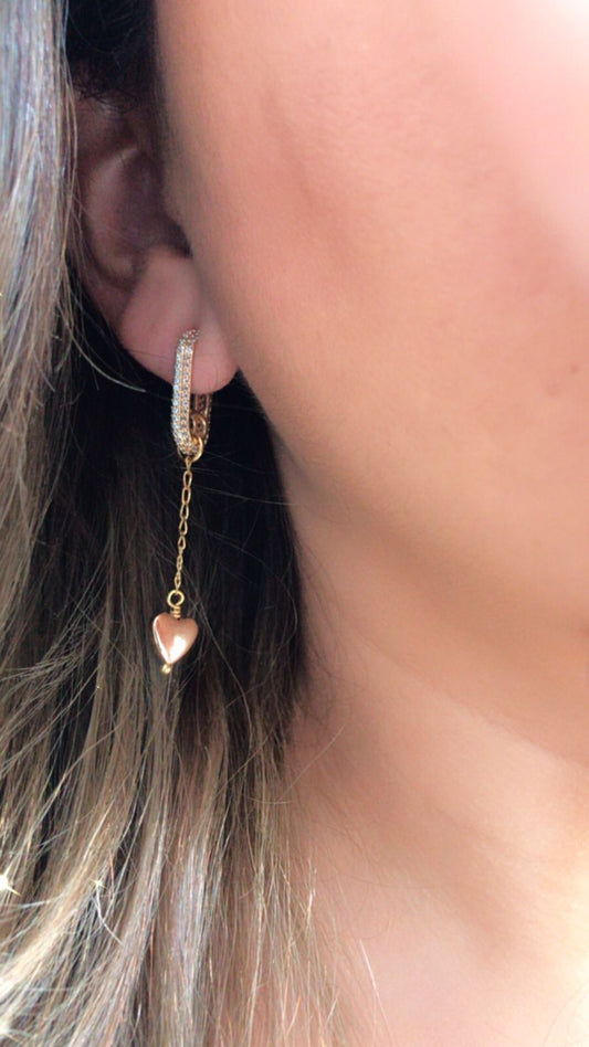 Z08 Aretes Goldfilled. Cadena de plata y corazón Goldfilled.