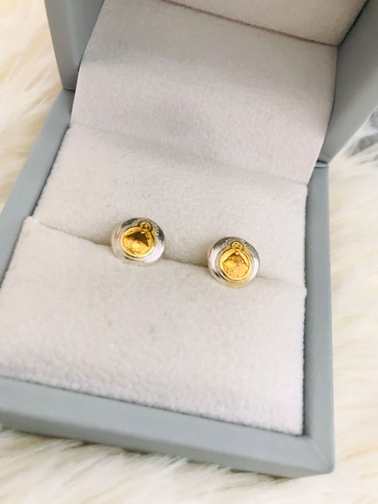 Aretes de plata y baño de oro