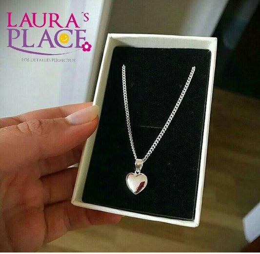 Cadena de plata dije de corazón